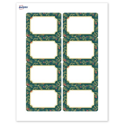 Avery Name Badges, 2-1/3" x 3-3/8", Gold-Teal Berries, Matte, 80ct