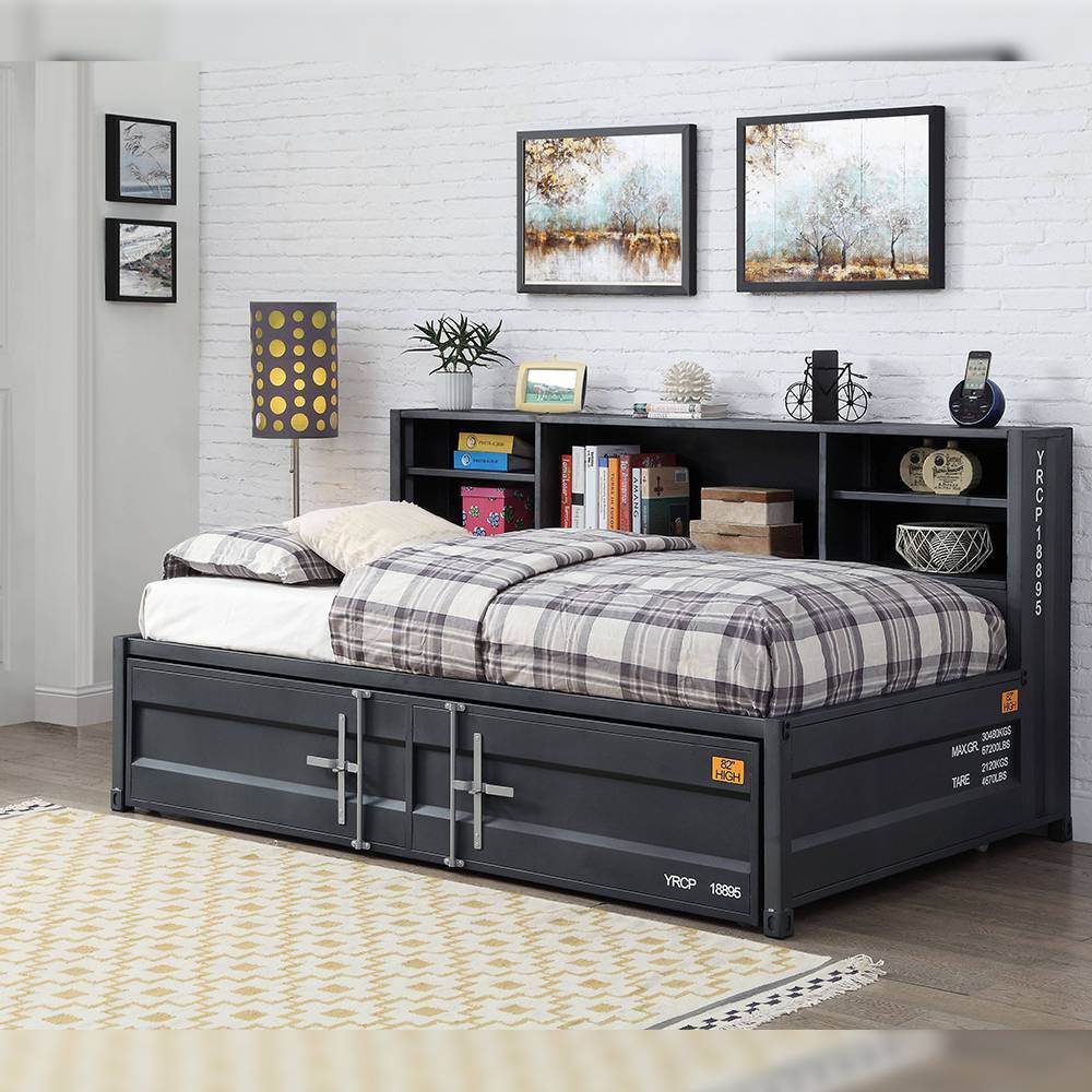 Photos - Bed 78" Cargo Adjustable Full Daybed  Gunmetal - Acme Furniture