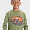 Boys' Long Sleeve Off Road Truck Graphic T-Shirt - Cat & Jack™ Olive Green - 2 of 4