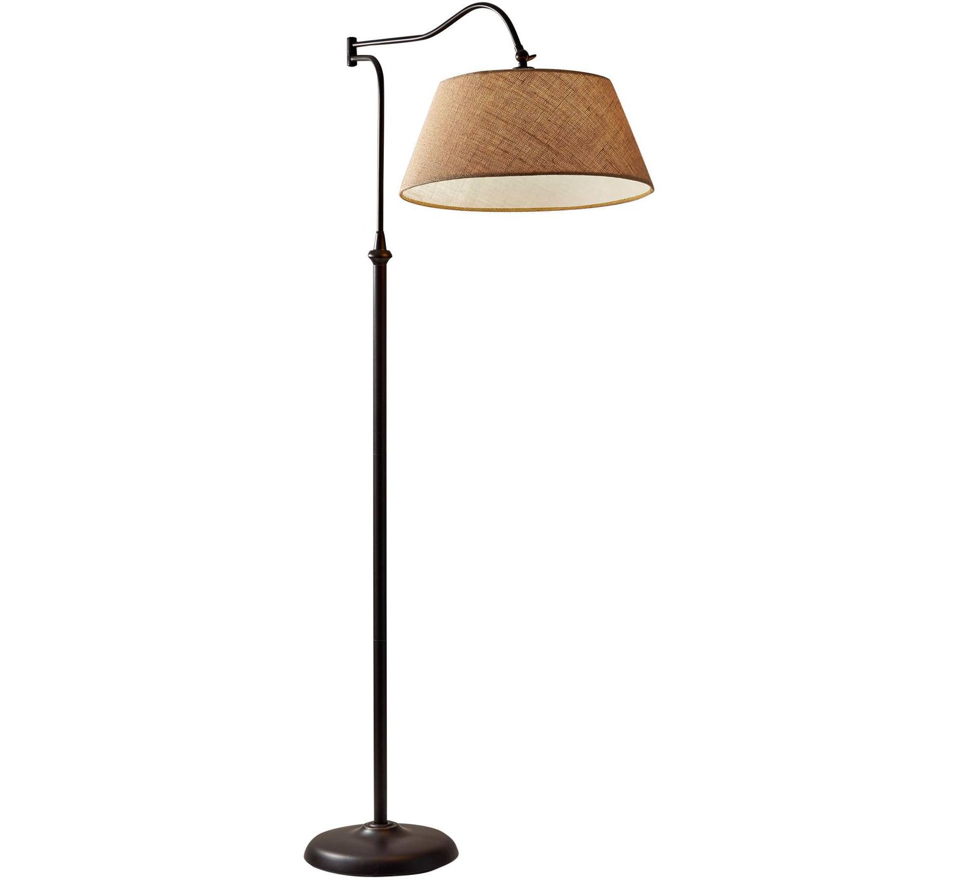 Adesso Rodeo 61" Antique Bronze Metal Swing Arm Downbridge Floor Lamp