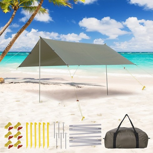 Whizmax Beach Tent Sun Shelter Waterproof UV Resistant Beach Tent Sun Shade with Large Shading Area Portable Easy to Install 10.5x9FT Green