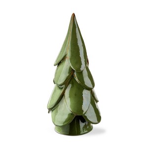 TAG Vail Large Light Green Tree Decor Ceramic Holiday Sculpture 6.5x6.5x14 in Perfect for Christmas Decor - 1 of 2