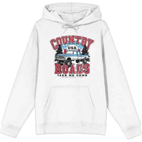 Country Roads Take Me Home White Adult Long Sleeve Hoodie 3XL