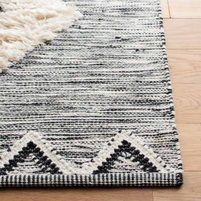 Kenya Black and Ivory Hand-Knotted Wool 8' x 10' Rug