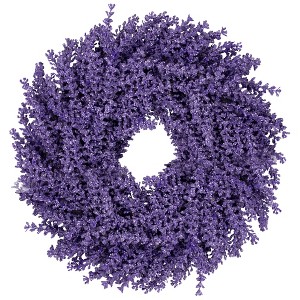 Northlight Lavender Artificial Floral Spring Wreath - 15" - Purple - Unlit - 1 of 4