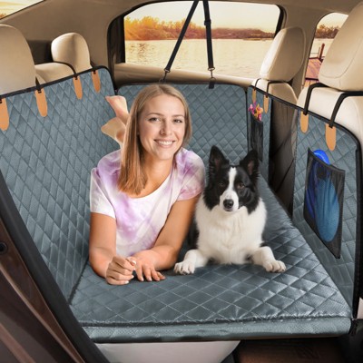 JOEJOY Back Seat Extender for Large Dogs - Hard Bottom Supports 330 lb, Oxford Waterproof Nonslip Dog Car Seat Cover