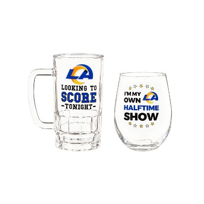 Evergreen Los Angeles Rams, Stemless 17OZ Wine & Beer 16 OZ Gift Set