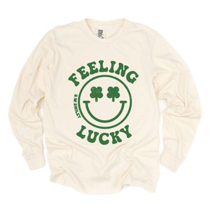 Simply Sage Market S.W.Smiley Feeling Lucky Smiley Face Garment Dyed Long Sleeve - 1 of 4