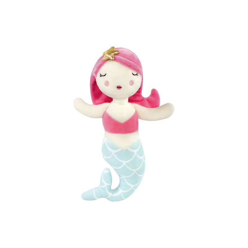 Hudson Baby Infant Girl Plush Bathrobe and Toy Set, Mermaid, One Size, 4 of 5