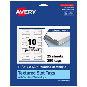 Avery Glossy White Slot Tags, 1-1/2" x 2-1/2" Rectangle Rounded - 1 of 4