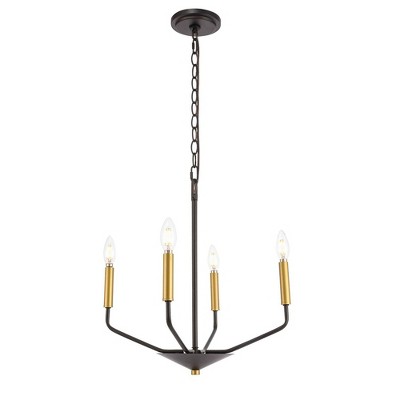 Elegant Lighting Enzo 4 light Black and Brass pendant