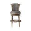 Pullman Bar Stool In Dark Walnut Finish With Vintage Brown Vegan Leather - 3 of 4