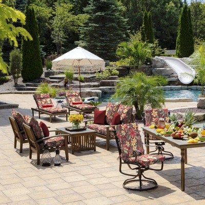 Ruby Red Polyfill Outdoor Square Throw Pillow Set