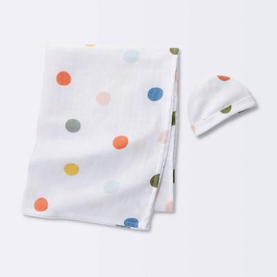 Image of Hospital Muslin Swaddle Baby Blanket - Multi Dot - Cloud Island™