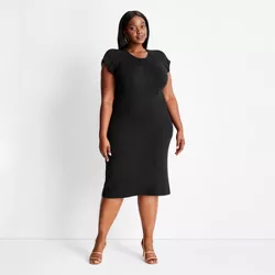 Women's Plus Size Short Sleeve Open Back Sweater Dress - Future Collective™ with Kahlana Barfield Brown Black 4X