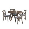5 PCS Rustic Dining Table Set Dining Set with 4 Cross Back Upholstered Dining Chairs&Rubber Wood Round Kitchen Table, Oak//Brown-ModernLuxe - 4 of 4