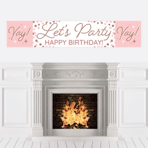 Big Dot of Happiness Pink Rose Gold Birthday - Happy Birthday Decorations Party Banner - 1 of 4