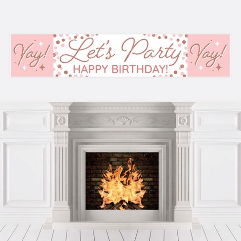 Big Dot of Happiness Pink Rose Gold Birthday - Happy Birthday Decorations Party Banner - image 1 of 4