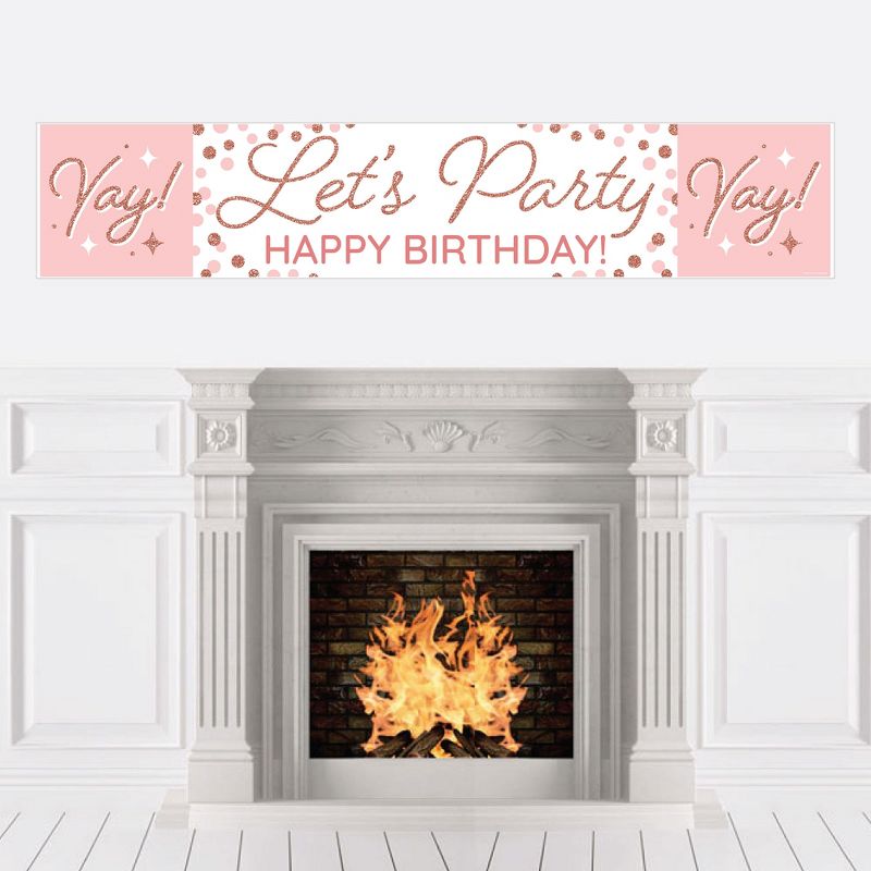 Big Dot of Happiness Pink Rose Gold Birthday - Happy Birthday Decorations Party Banner, 1 of 8