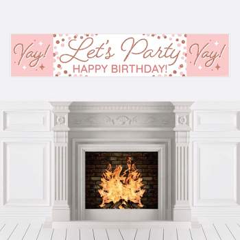 Big Dot of Happiness Pink Rose Gold Birthday - Happy Birthday Decorations Party Banner