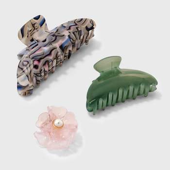 Flower Claw Hair Clip Set 3pc - A New Day™
