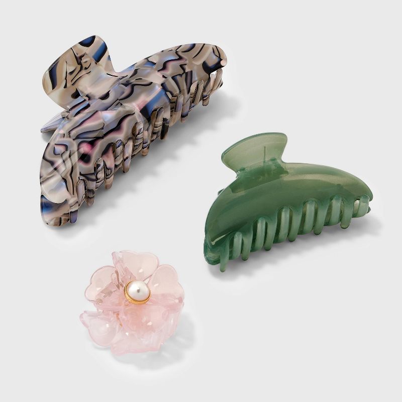 Flower Claw Hair Clip Set 3pc - A New Day™, 1 of 3