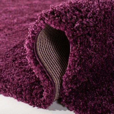 Luxurious Purple Synthetic Shag Area Rug, 9'6" x 13'
