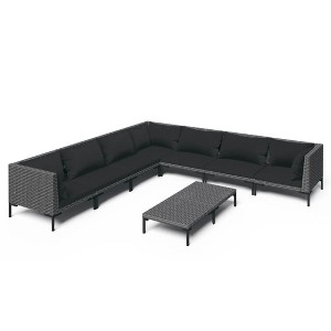vidaXL Patio Lounge Set Outdoor Sectional Sofa Set with Table, Poly Rattan, Dark Gray - 1 of 4