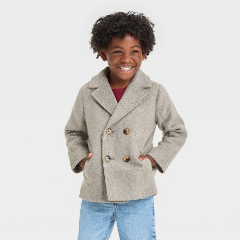 Toddler Boys Faux Wool Peacoat Cat Jack Gray Target