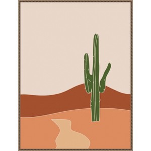 Amanti Art Cactus Against Earthy Brown And Beige Tones by Little Dean Canvas Wall Art Print Framed 32-in. W x 42-in. H. - 1 of 4