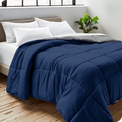 Twin XL Dark Blue and Grey Reversible Down Alternative Comforter
