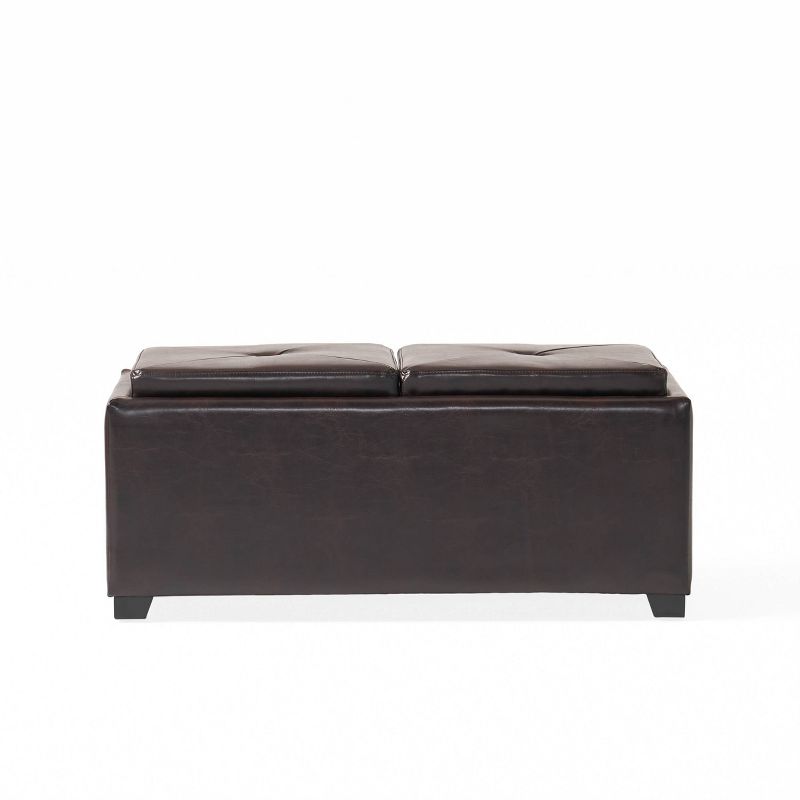 Maxwell Bonded Leather Double Tray Storage Ottoman Espresso - Christopher Knight Home, 6 of 9