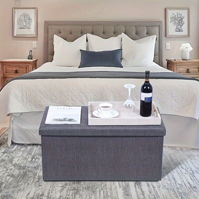 Aghana Digitals Foldable Storage Footstool with Memory Sponge Cushion - 150kg Capacity, Linen