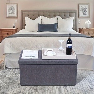 Aghana Digitals Foldable Storage Footstool with Memory Sponge Cushion - 150kg Capacity, Linen - 1 of 4