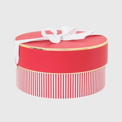 Red and White Pinstripe Large Round Box - Sugar Paper™