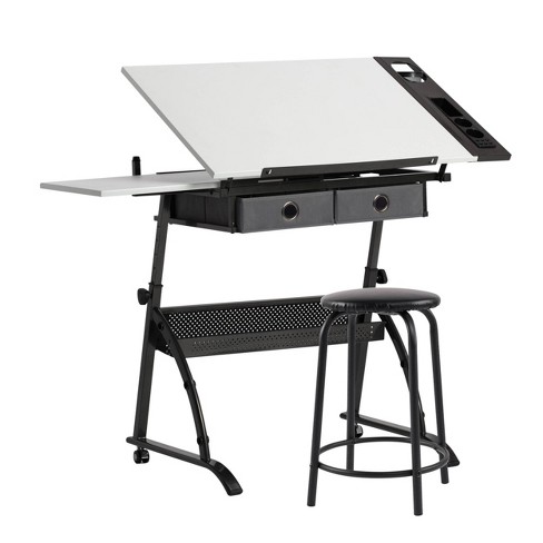 Core Drawing Table & Stool Set, Adjustable Art Desk With Storage ...