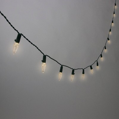 Philips 50ct LED Solar Faceted C6 String Lights Warm White with Green Wire