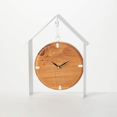 Sullivans Metal Framed House Desk Clock 13"H Brown