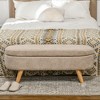 TiramisuBest Classic Cherry Wood Entryway Bench with Fabric Upholstered Seat, 1-Piece Dining Furniture, Traditional Style - 3 of 4