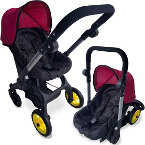 Baby Doll Car Seat Stroller Combo - Convertible 2 in 1 Doll Stroller and Car Seat for Kids with Adjustable Handle for Girls - 1 of 4