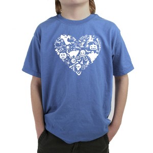 LA Pop Art Halloween Heart - Boy's Word Art T-Shirt Carolina Small - 1 of 4