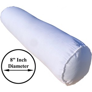Pillowflex 8" Inch Diameter Bolster Pillow Insert - Round Plush Polyester Fiber Pillow - 1 of 4