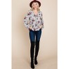Slickblue Women's Floral Babydoll Top with Elastic Cuff Sleeves - Grey Red Hacci Knit, Size S-L - 3 of 4