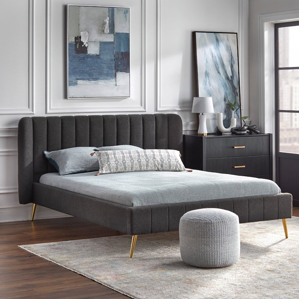 Photos - Wardrobe Cambria Queen Channel Platform Bed Charcoal Gray - Lifestorey