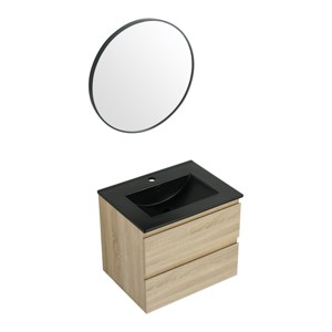 SEVOBAL Bathroom Storage Cabinets Wall Mounted Vanity With Black Sink And Soft Close Drawers for Modern Homes, Beige, 24"*18.3"*20.5" - 1 of 4