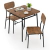 Resenkos Kitchen Table and Chairs Sets,Dining Table Set,3 Piece Dining Table Set for 2 Wood Square Table with Metal Frame-Brown - 3 of 4