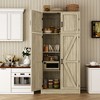 Besiost Farmhouse Kitchen Storage Cabinet with 4 Barn Doors, 71" Tall Kitchen Pantry Cabinet with Shelves - 2 of 4