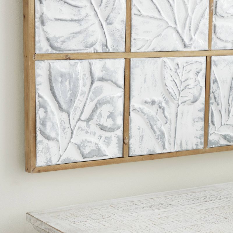 Metal Leaf Tropical Wall Decor with Wood Frames Gray - Olivia &#38; May, 5 of 6