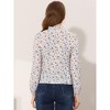 Allegra K Women's Floral Puff Long Sleeve Ruffle Collar Pearl Decor Blouse - 3 of 4