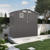 SEVOBAL Carports and Storage Sheds Compact Metal Outdoor Storage with Peaked Roof and Lockable Door for Garden Tools, Gray, 73.3"*43.7"*72.9" - 3 of 4